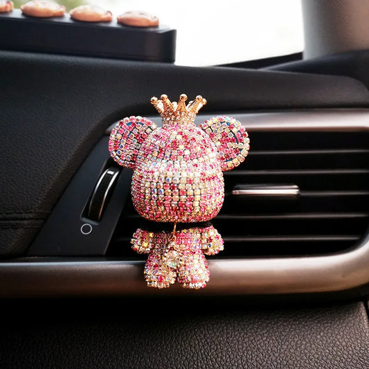 Creative Crown Diamond Cute Bear Car Air Outlet Aromatherapy Lasting Light Fragrance Car Interior Conditioning Air