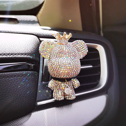 Creative Crown Diamond Cute Bear Car Air Outlet Aromatherapy Lasting Light Fragrance Car Interior Conditioning Air