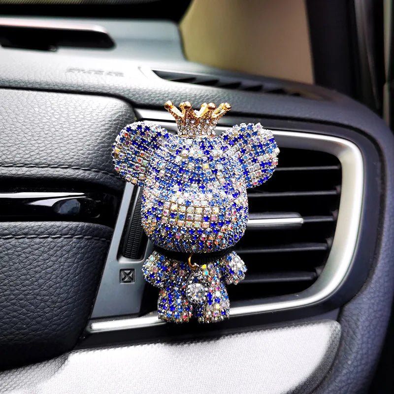Creative Crown Diamond Cute Bear Car Air Outlet Aromatherapy Lasting Light Fragrance Car Interior Conditioning Air
